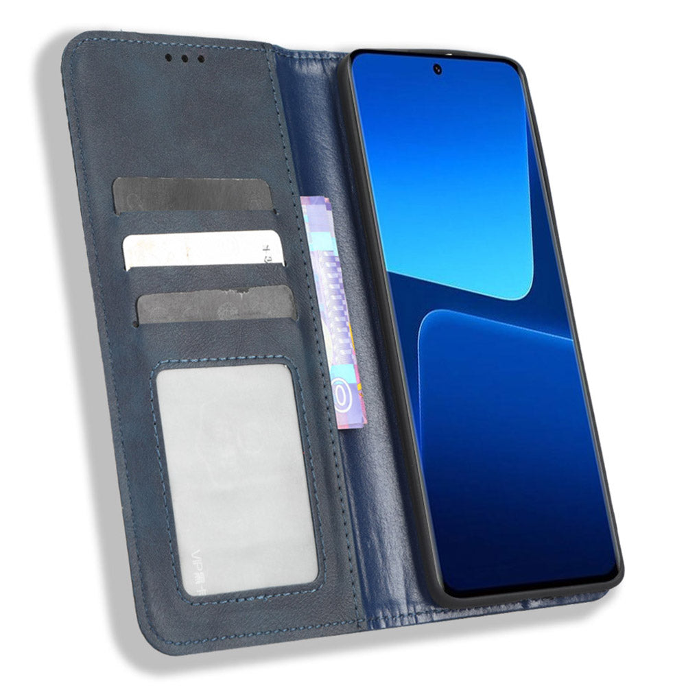 For Xiaomi 13 5G Magnetic Auto Closing Phone Flip Wallet Case Stand Retro Texture Imprinted Pattern PU Leather Scratch-resistant Phone Cover For Xiaomi 13 5G Magnetic Auto Closing Phone Flip Wallet Case Stand Retro Texture Imprinted Pattern PU Leather Scratch-resistant Phone Cover